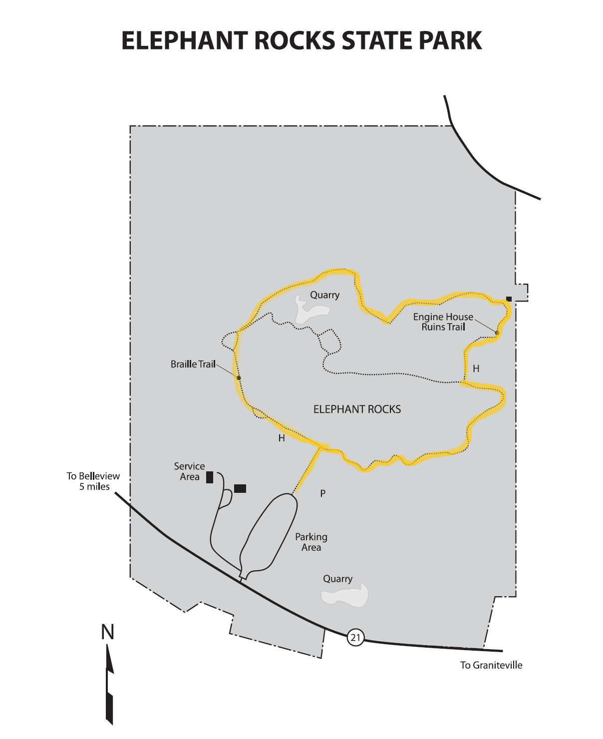 Elephant Rocks State Park Trail Map
