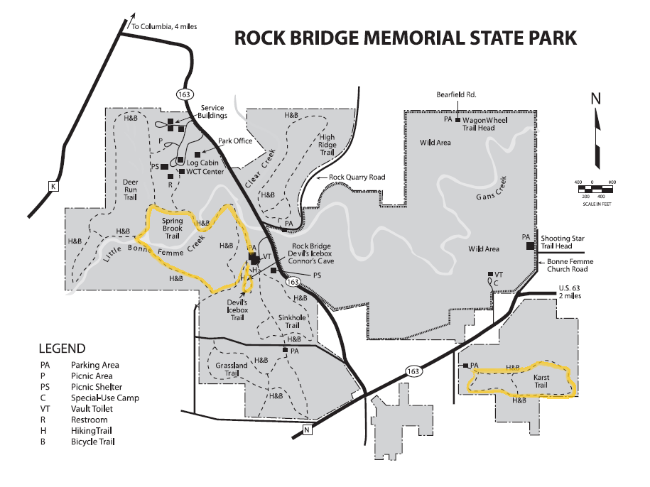Rock Bridge Memorial State Park Trail Map