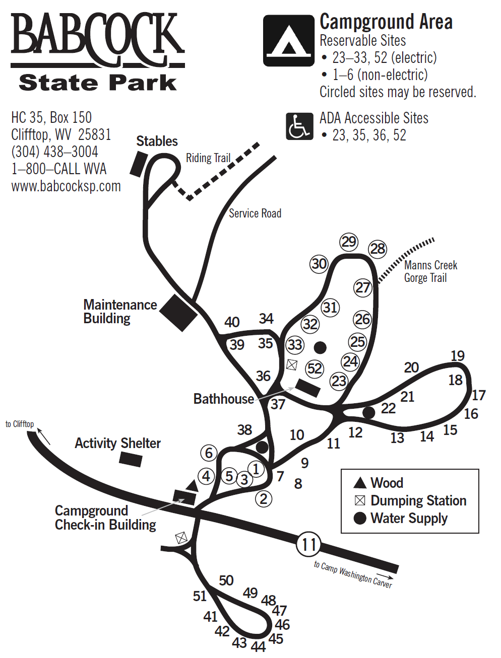 Babcock Campground map